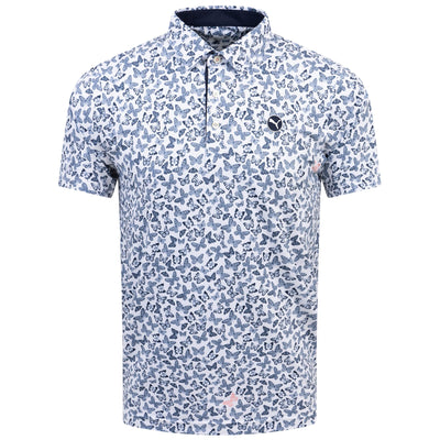 Cloudspun Butterfly Printed Polo White/Navy - SS24