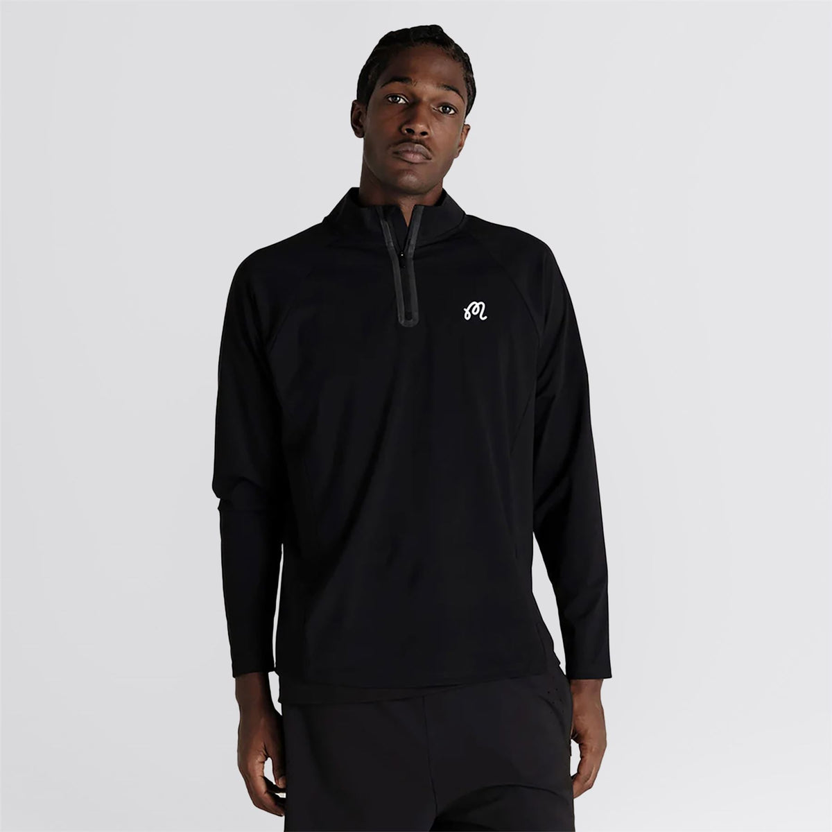 Malbon Golf Performance Raglan Quarter Zip Mid Layer Black