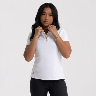 Ultimate365 Gingham Polo White