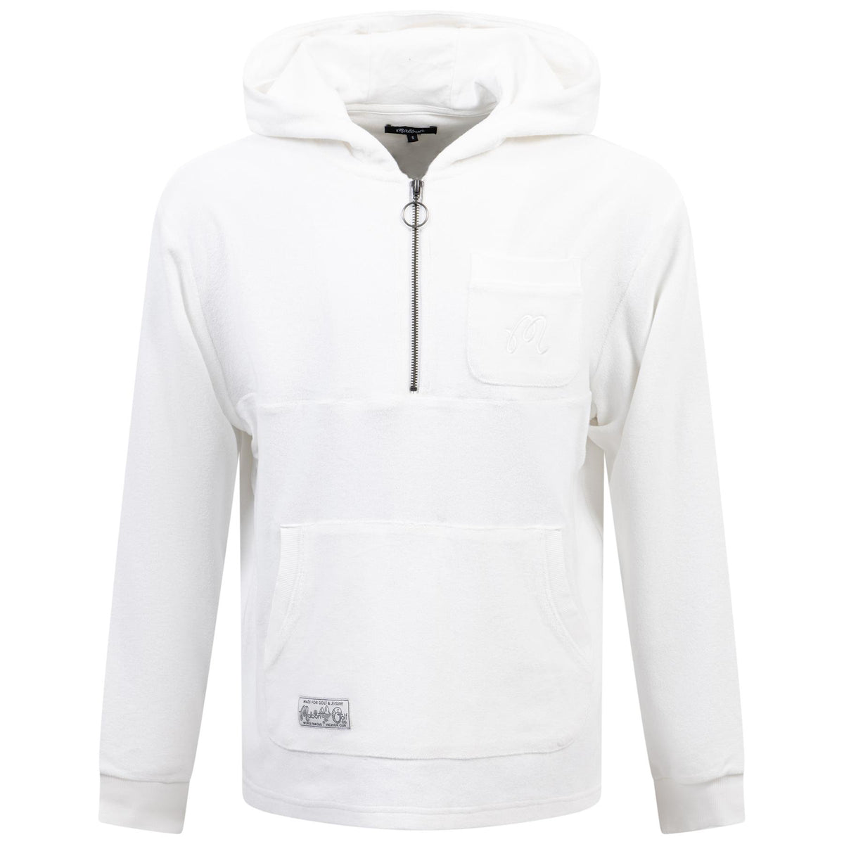 Malbon Golf Castello French Terry Quarter Zip Hoodie White