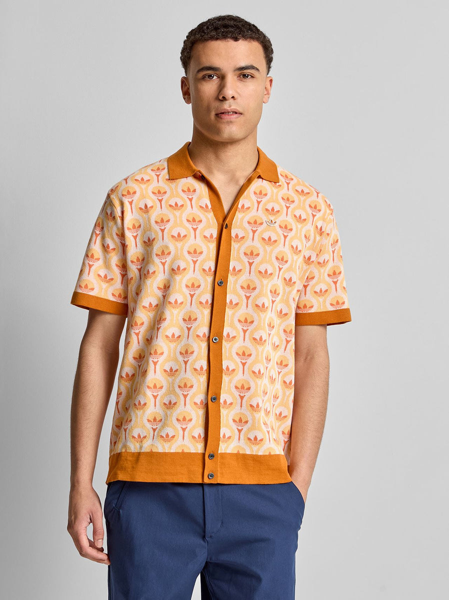 adidas Golf Originals Originals Knit Polo White/Ice Tangerine