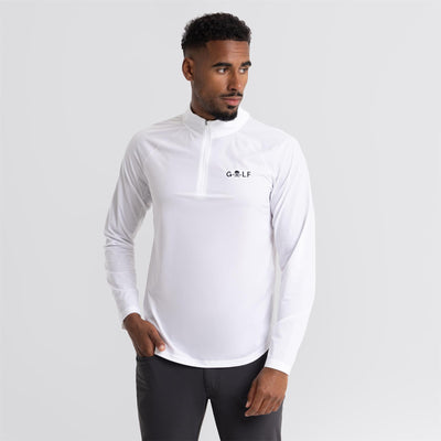 S&T Golf Logo Italian Tech Melange Raglan Quarter Zip Mid Layer Snow