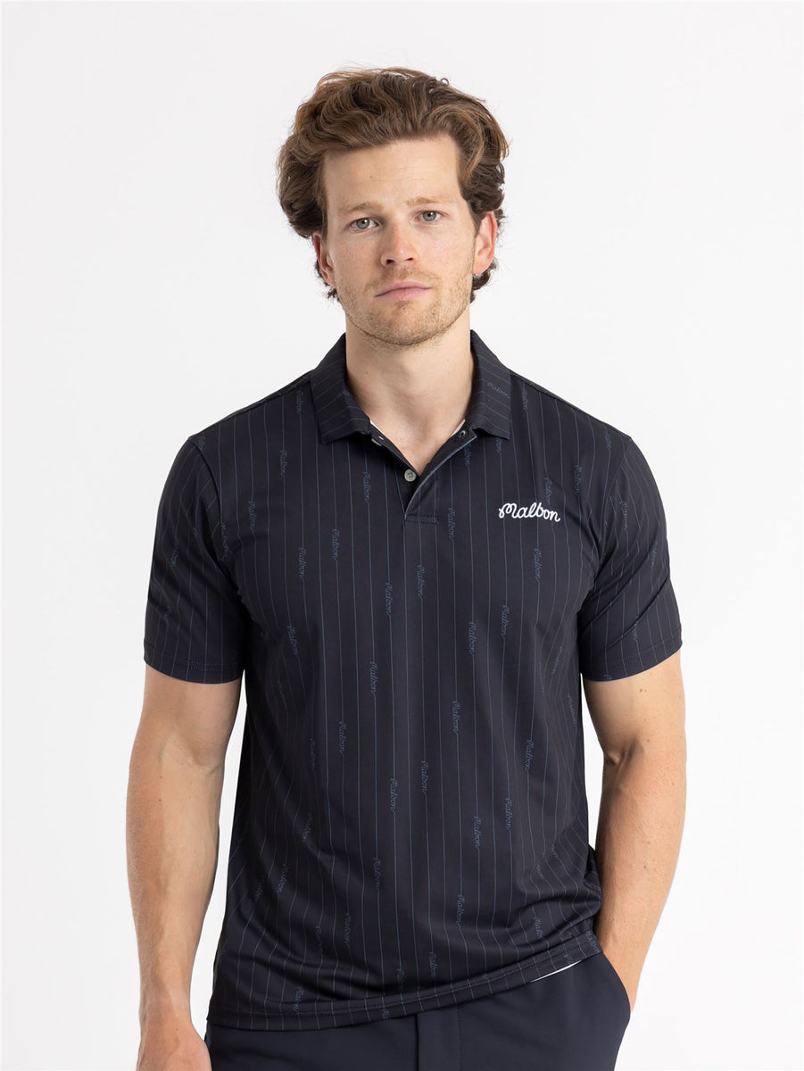 Malbon Golf Evergreen Performance Pique Polo Black/Cool Grey