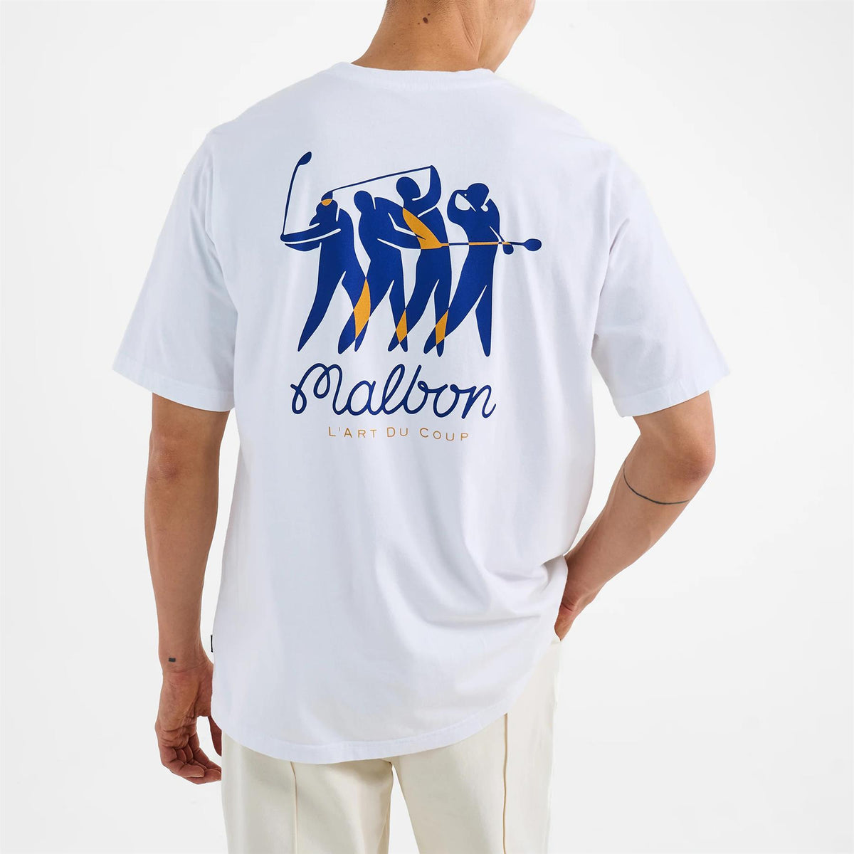 Tシャツ・カットソー Malbon Golf Le Club Du Malbon Round T-Shirt WHITE MAN M5221P Malbon Golf T-Shirt - Vacation Club Tee - White SS25