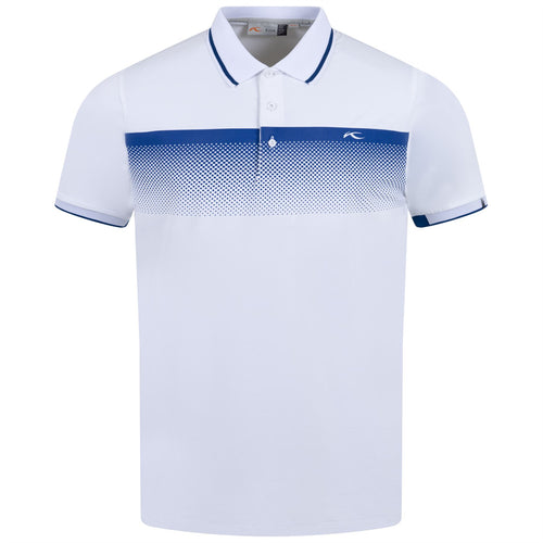 Spot Printed Sport Fit Stretch Polo White/Aegean - AW23