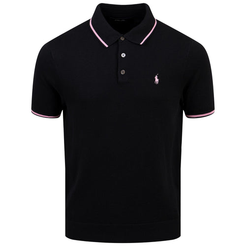 RLX Classic Fit Tipped Double Knit Cotton Polo Black - SS24