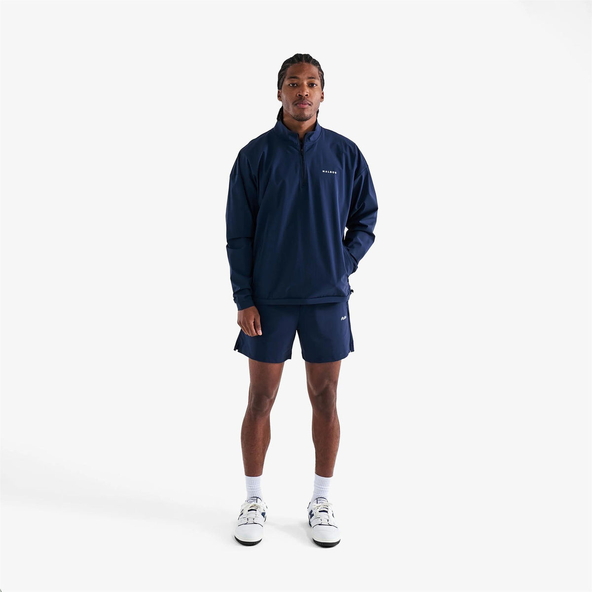 Malbon Golf Performance Quarter Zip Shell Pullover Navy