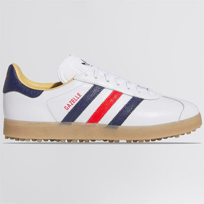 Gazelle Leather Spikeless Golf Shoes Footwear White/Dark Blue/Red