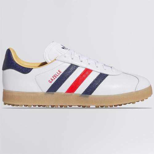 Gazelle Leather Spikeless Golf Shoes Footwear White/Dark Blue/Red