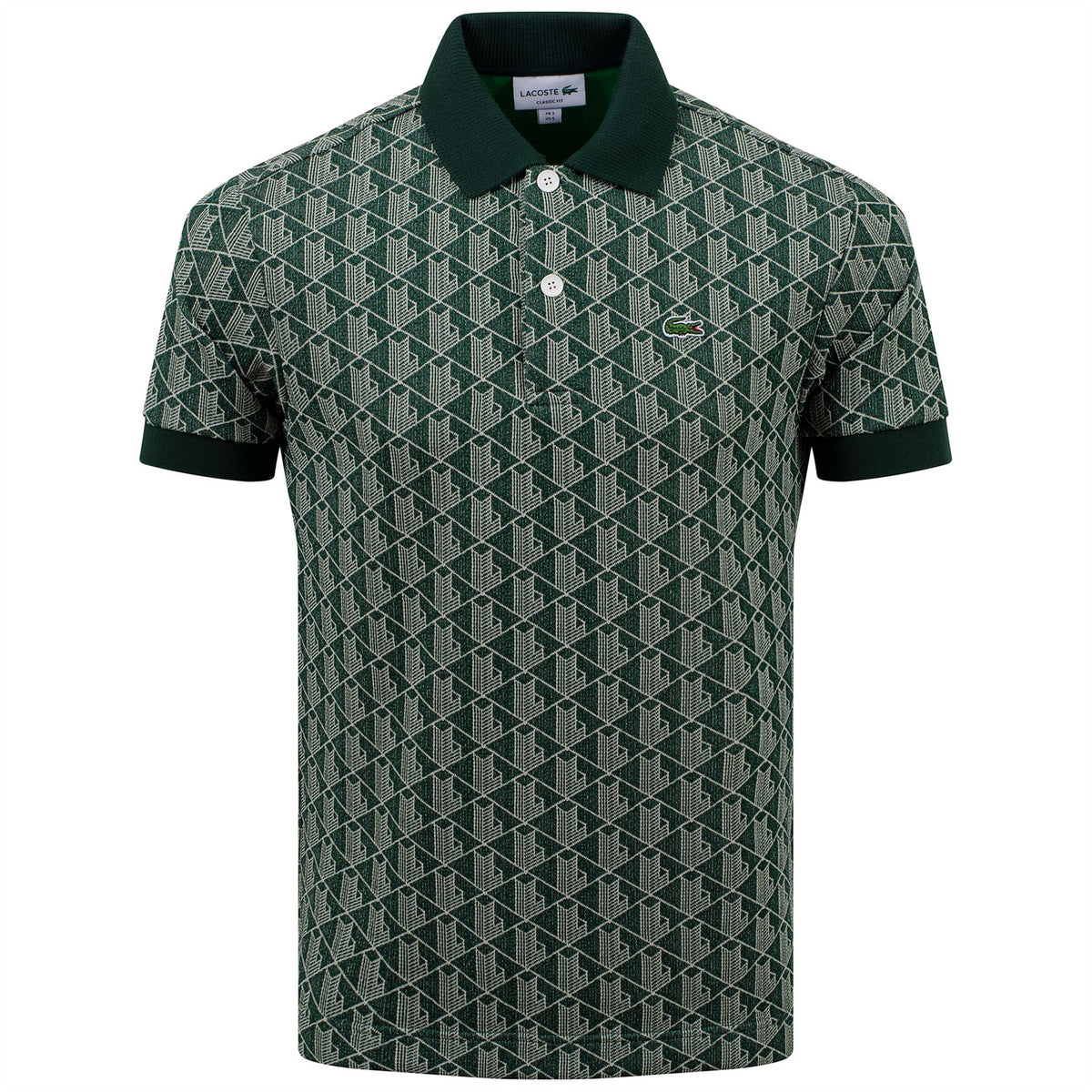 Lacoste mens Classic-fit Printed Jacquard With All-over Jacqaurd Design  Polo Shirt, Green/Wood Shaving, Large US at  Men's Clothing store