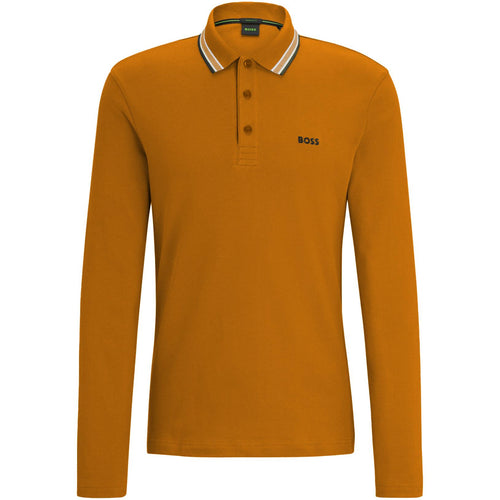 Polo à manches longues coupe régulière en jersey de coton Plisy jaune foncé - W23