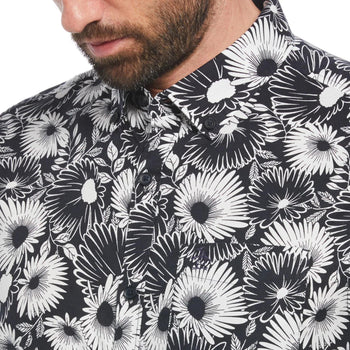 Ecovero Short Sleeve Cotton Blend Floral Shirt Dark Sapphire