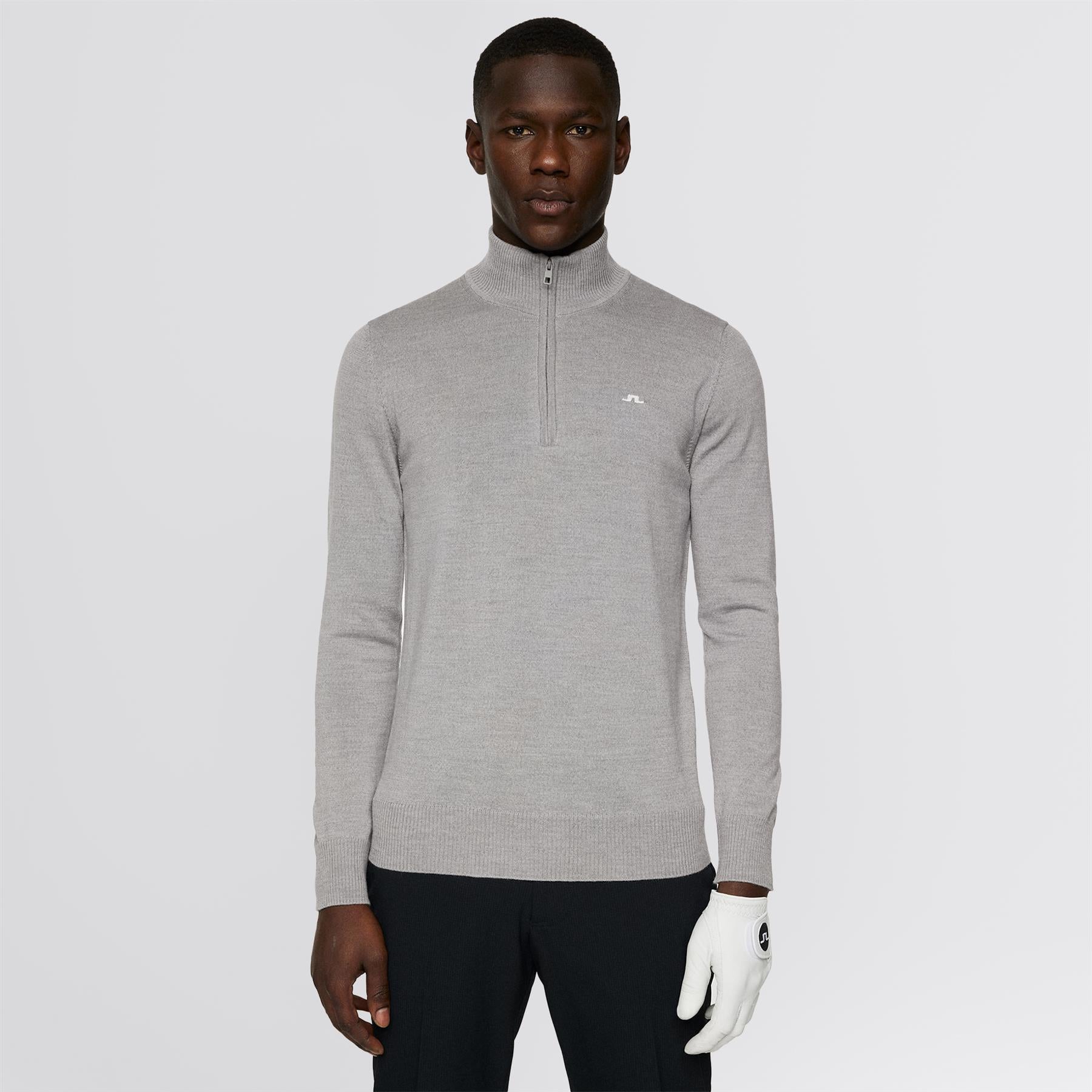 Kian Zipped Golf Sweater Grey Melange