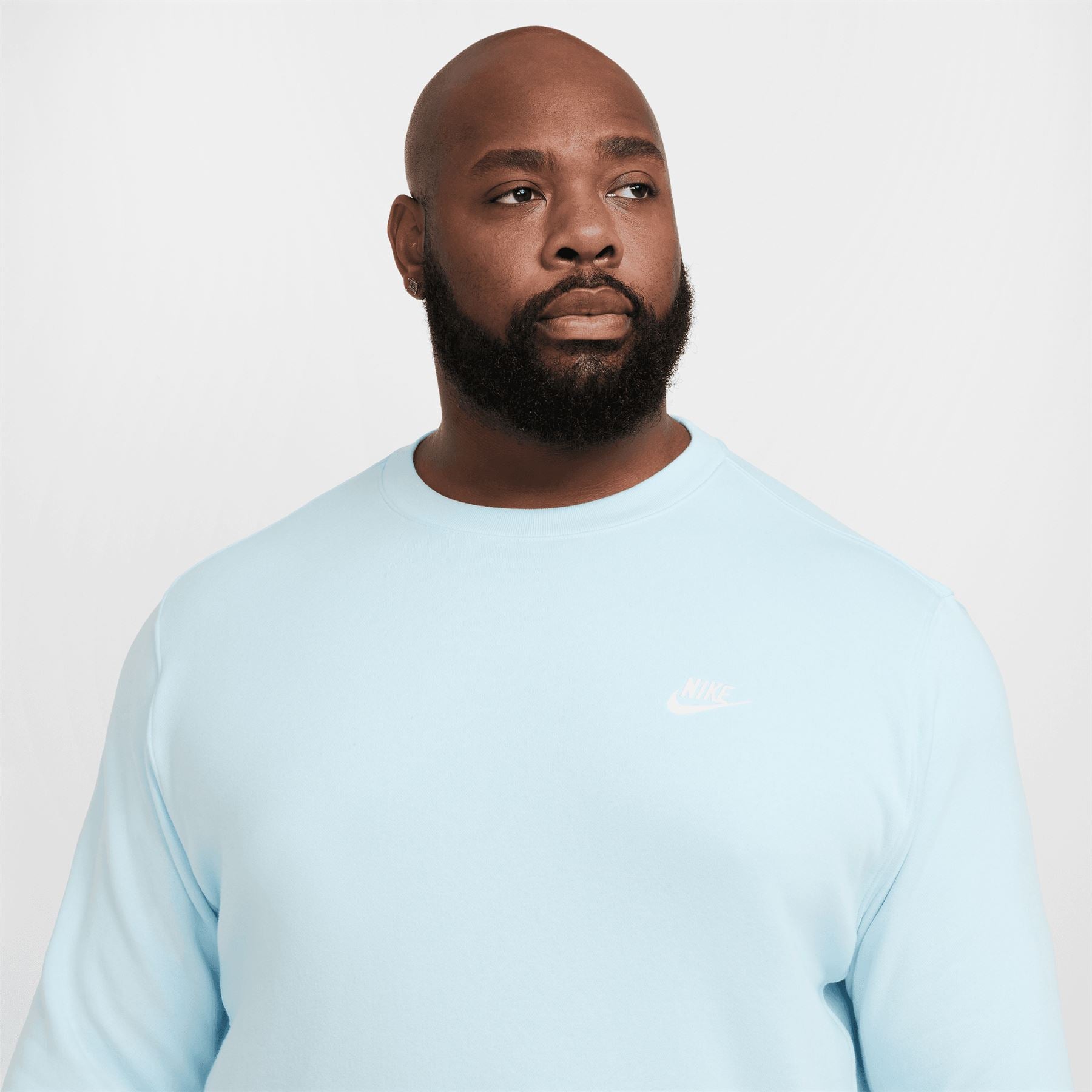 nike club crew neck sweat in pale blue