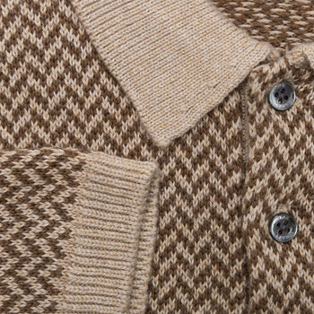 x TRENDYGOLF Cotton Blend SS Herringbone Pullover Tan Multi