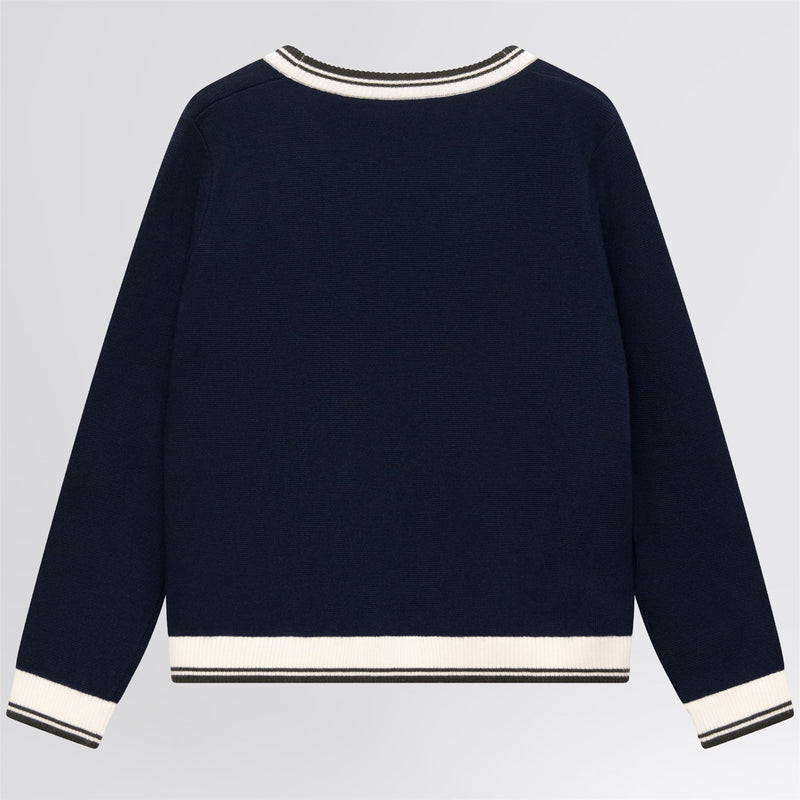 Golf Club Merino Wool Cardigan Navy