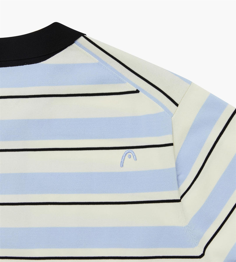 Striped Knit Polo Cream/Black/Blue