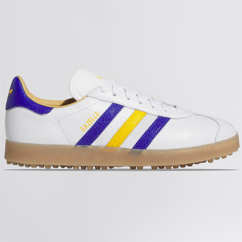 Gazelle Leather Spikeless Golf Shoes Footwear White/Lucid Blue/Crew Yellow- AW25