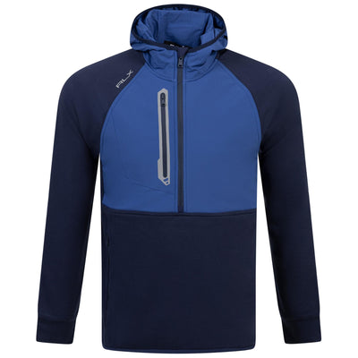RLX Classic Fit Half Zip Cotton Knit Hooded Jacket Royal Blue - SS24