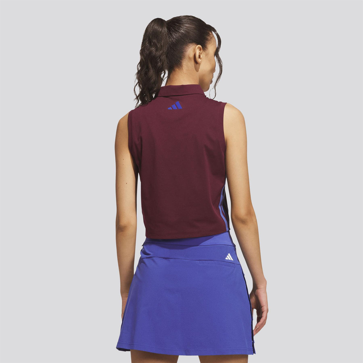 Beyond The Course Crop Twistknit Polo Shirt Maroon