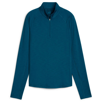 Womens You-V Solid Quarter Zip Mid Layer Blue - SS24