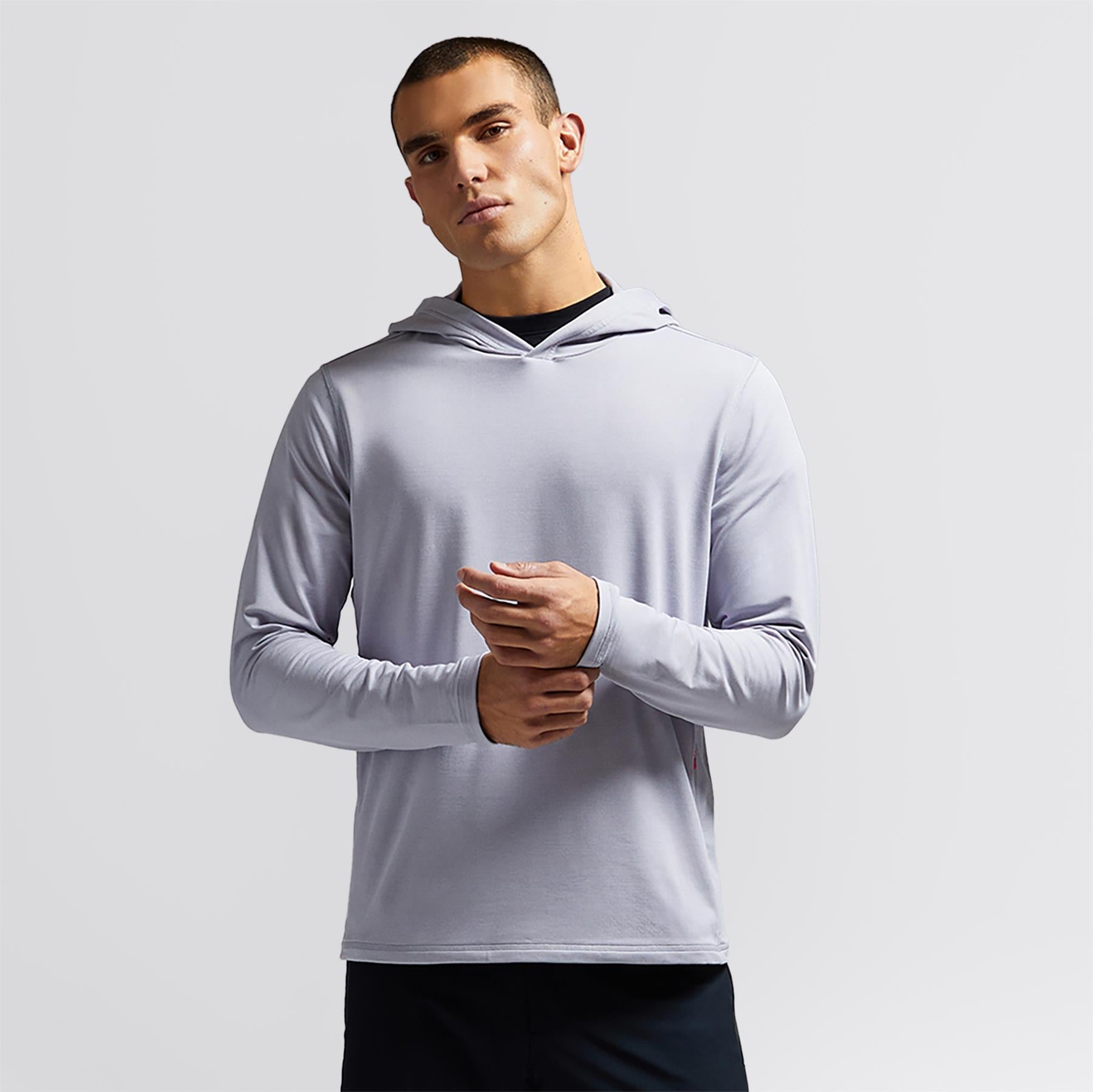 Lightweight French Terry Hoodie Light Heather Grey