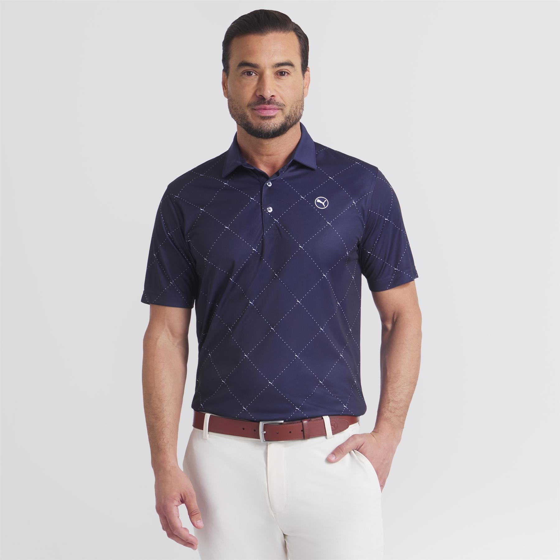 Pure 2.0 Argyle Polo Deep Navy/White Glow