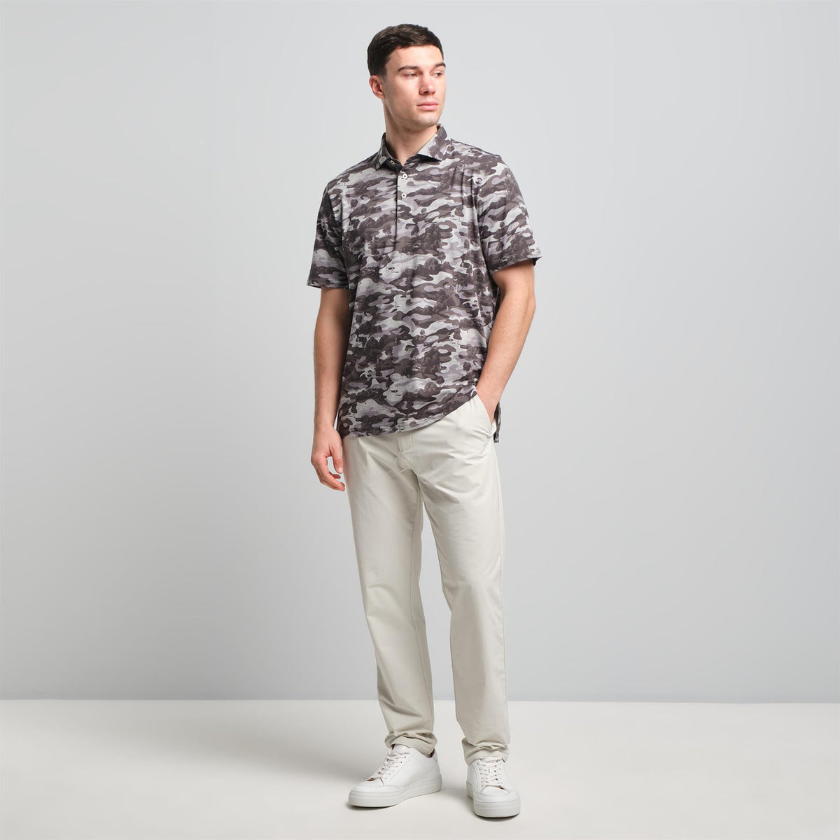 RLX Luxury Performance Jersey Polo Charcoal Grey Course Camo