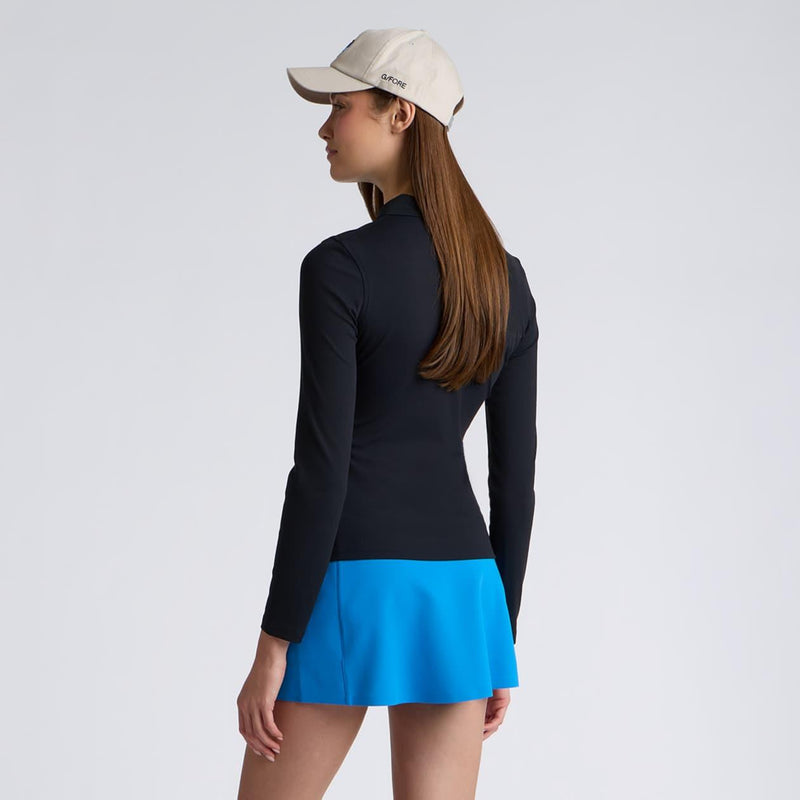 Ribbed Tech Nylon LS Polo Onyx