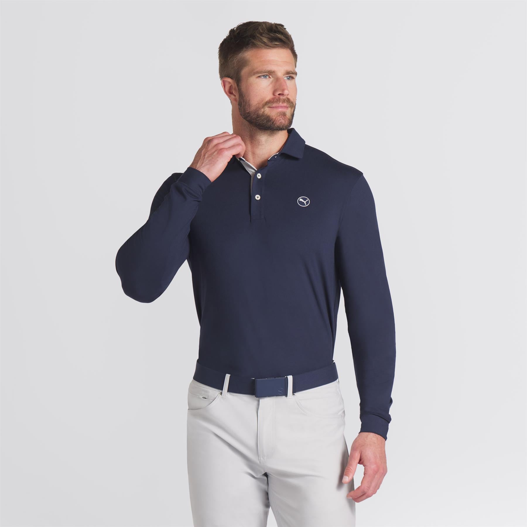 Cloudspun LS Midweight Polo Deep Navy/Ash Grey