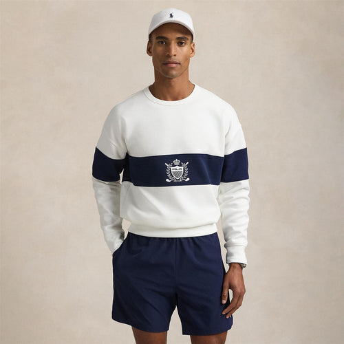 RLX Crest Logo Bold Stripe Sweatshirt Ceramic White/Refined Navy