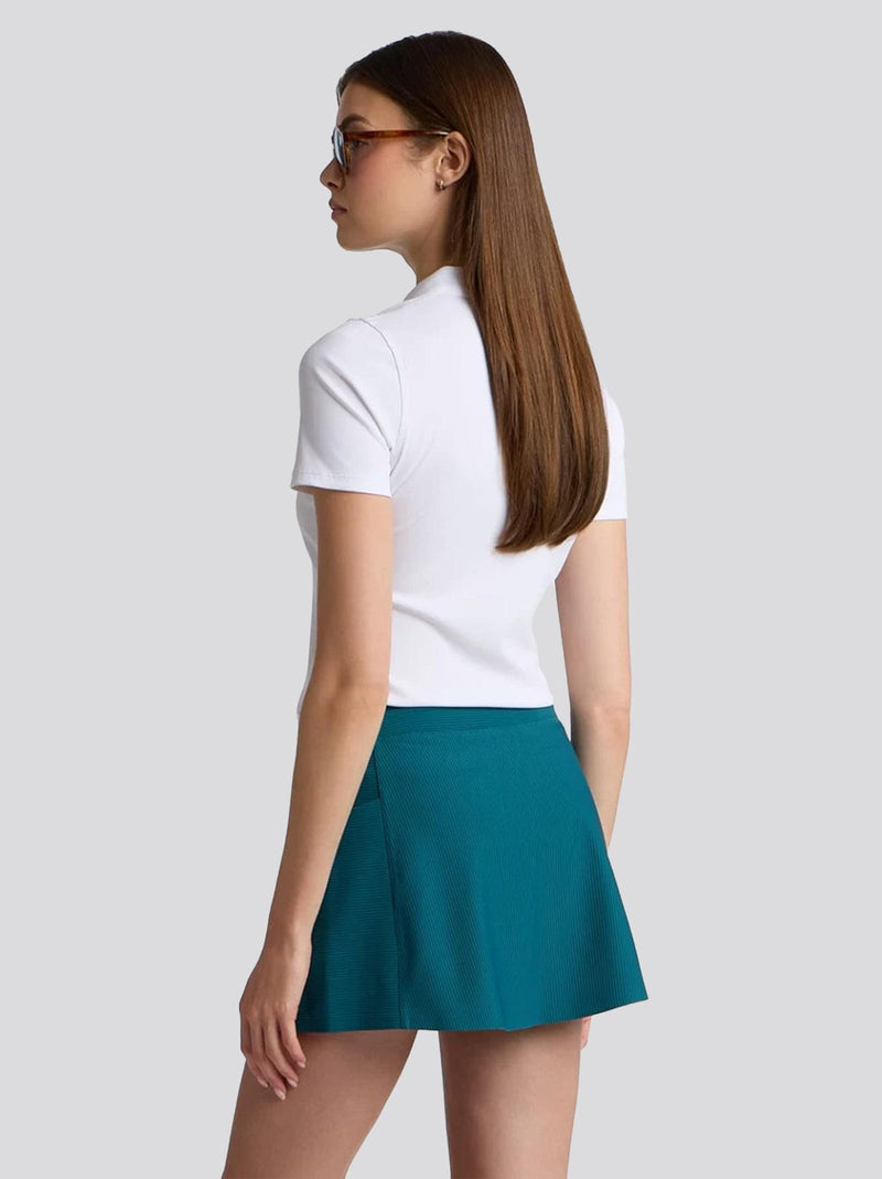 Two Tone Rib Knockout A-Line 16-Inch Skort Marine Teal