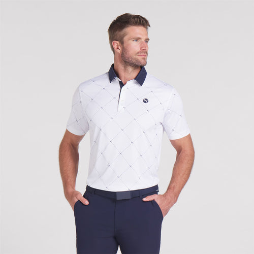 Pure 2.0 Argyle Polo White Glow/Deep Navy