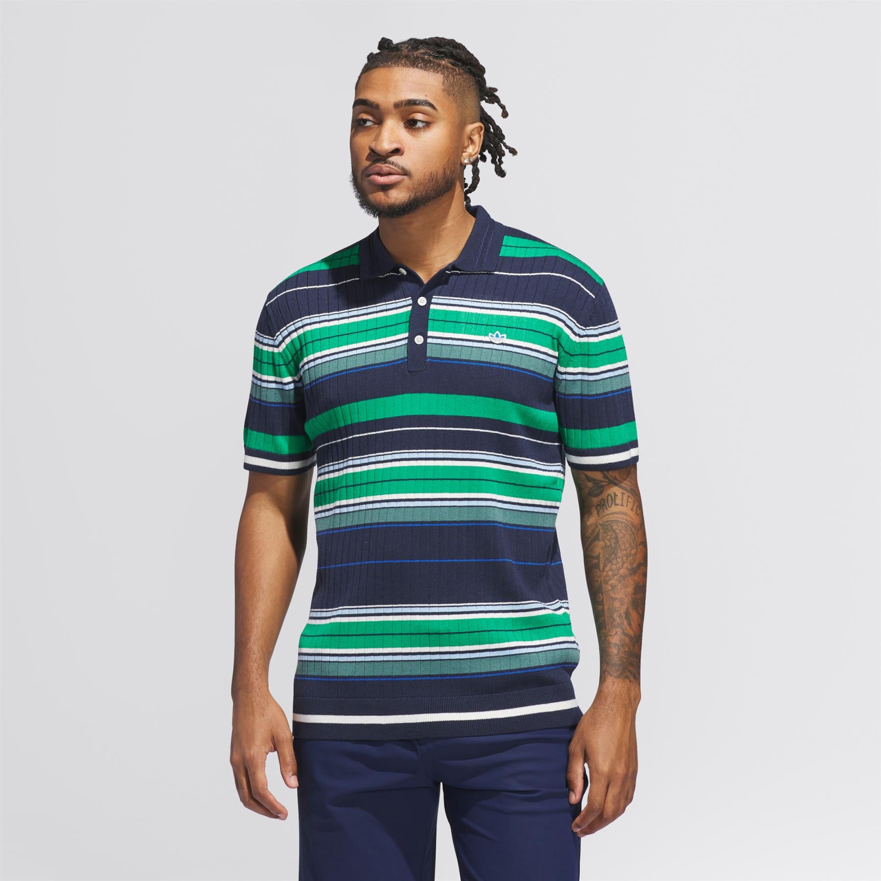 Knit Stripe Polo Night Indigo/Green