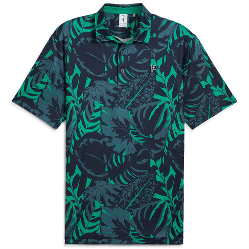 x PTC Palm Glitch Polo Deep Navy/Sparkling Green - AW24