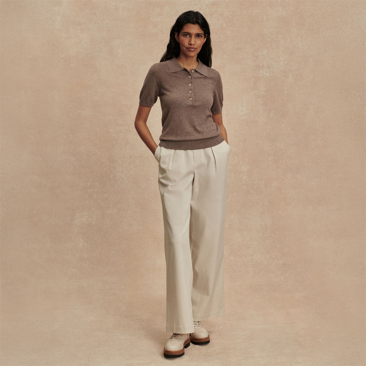 Toni Fine Knit Polo Cinder Marl
