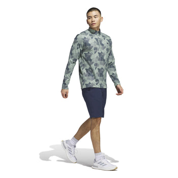 Go-To Printed Quarter Zip Mid Layer Silver Green