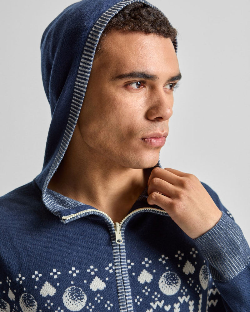 Knit Zip Hoodie Navy