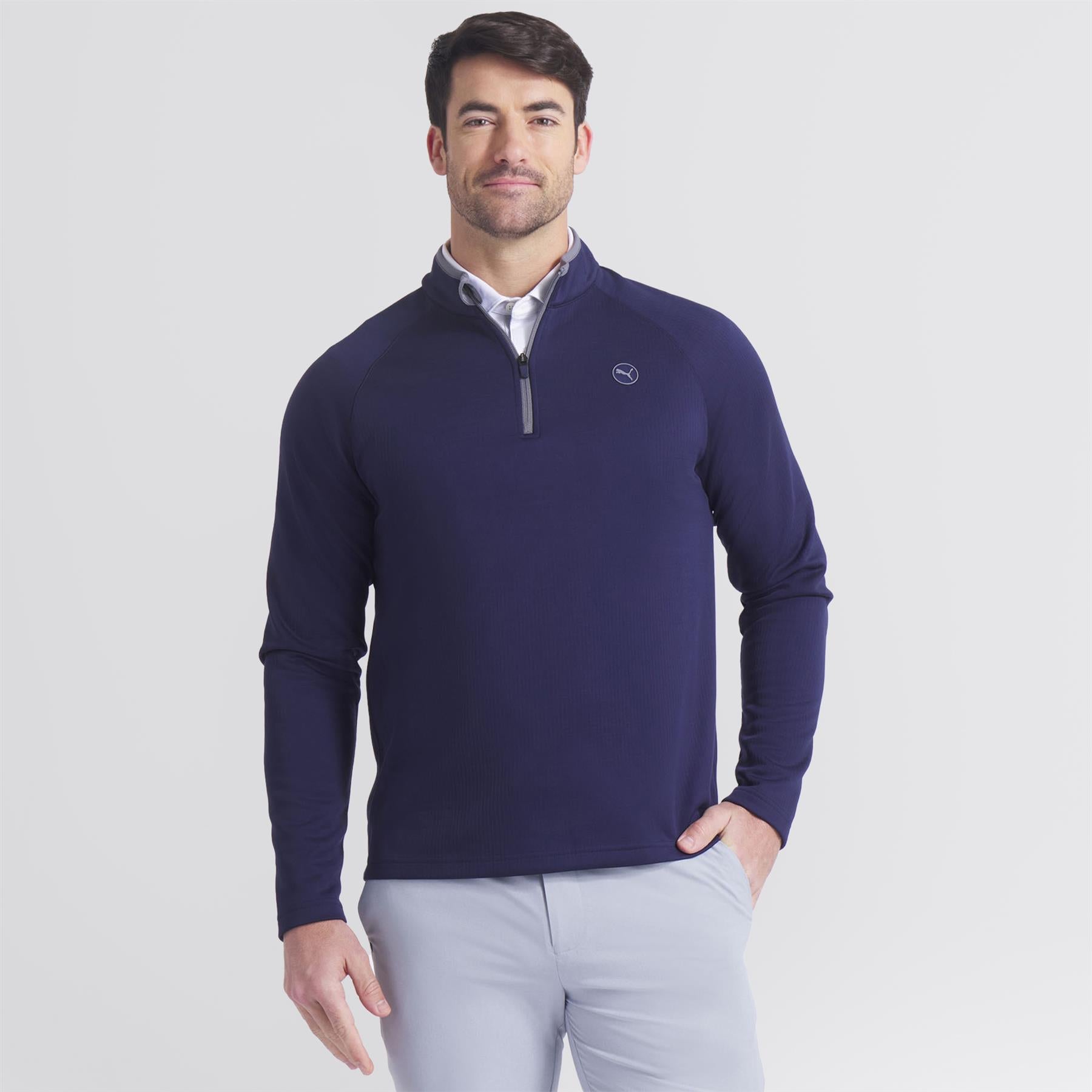 Waffle Fleece Quarter Zip Mid Layer Deep Navy