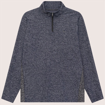 Panelled Mesh Quarter Zip Mid Layer Navy