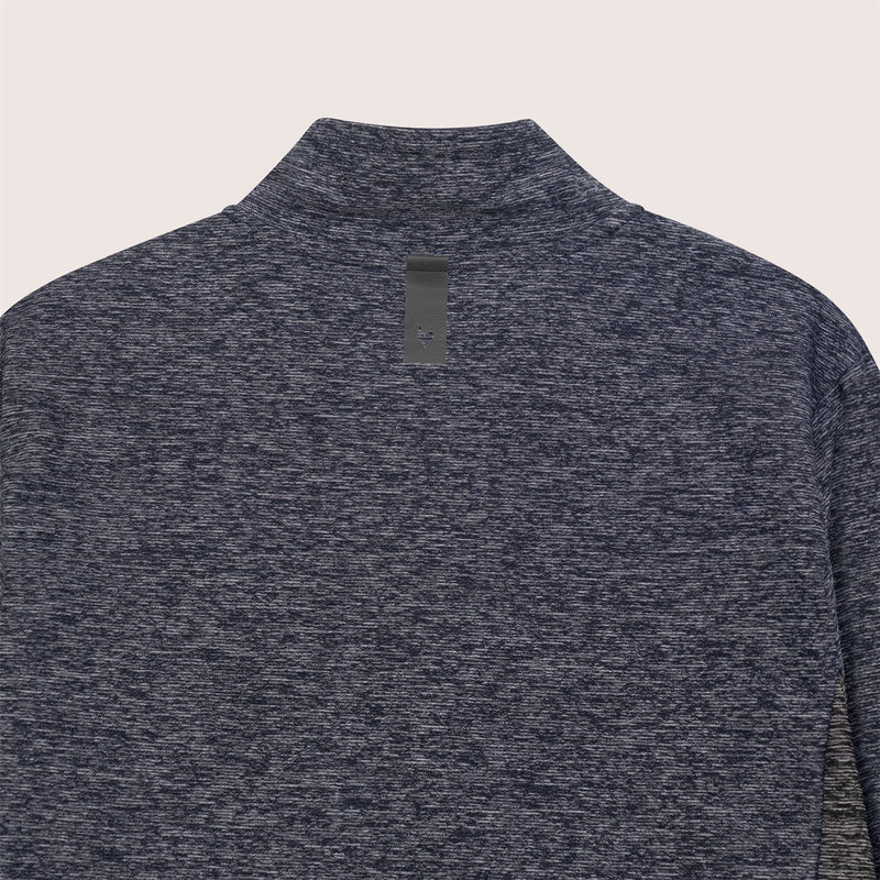 Panelled Mesh Quarter Zip Mid Layer Navy
