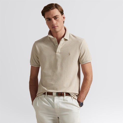 Polo Golf Custom Slim Fit Cotton Polo Classic Khaki/White