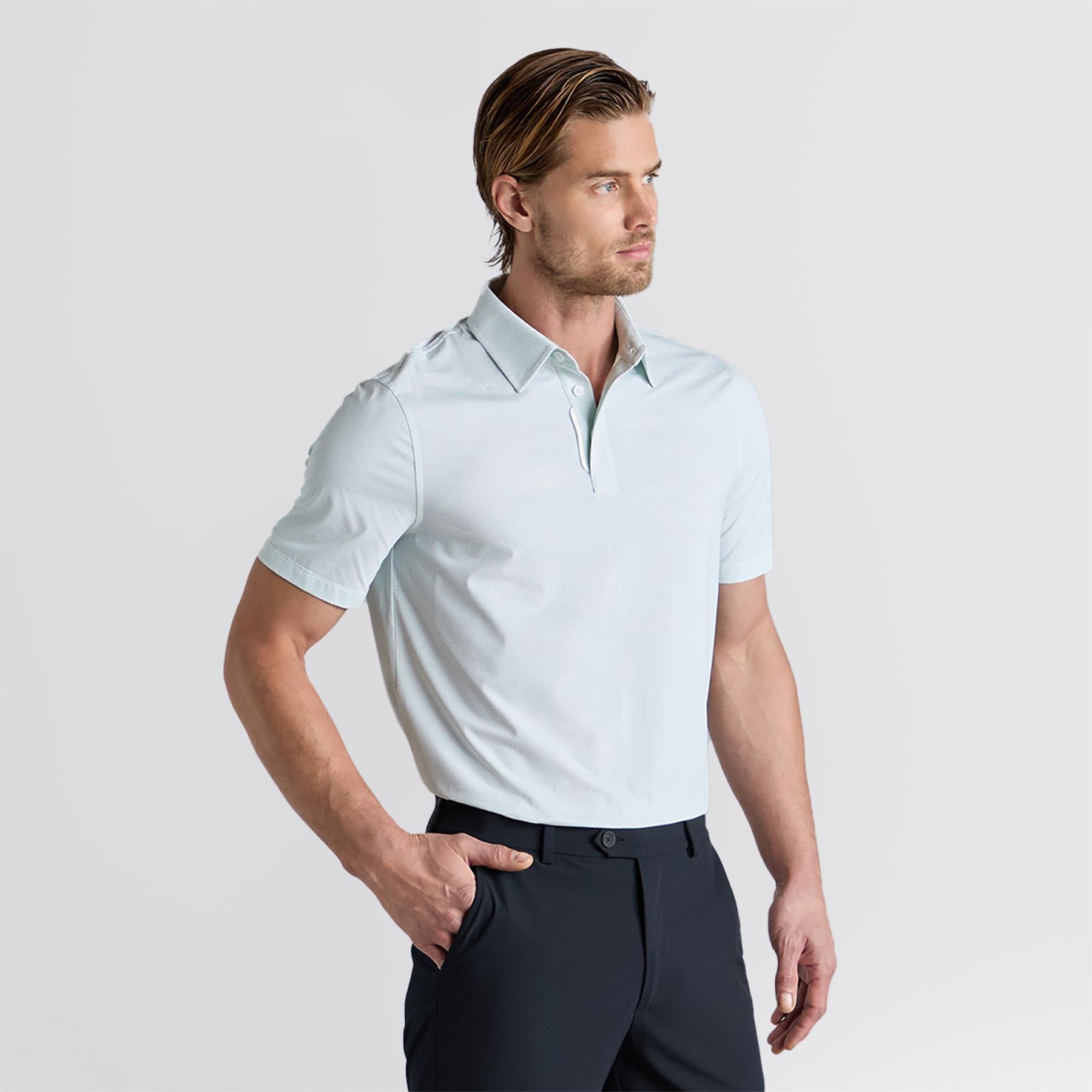 Scallop Warp Knit Polo Menthol
