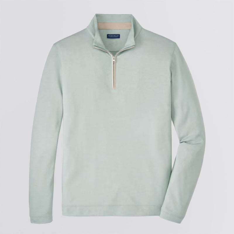 Albatross Cotton-Blend Pique Quarter-Zip Mid Layer Light Willow