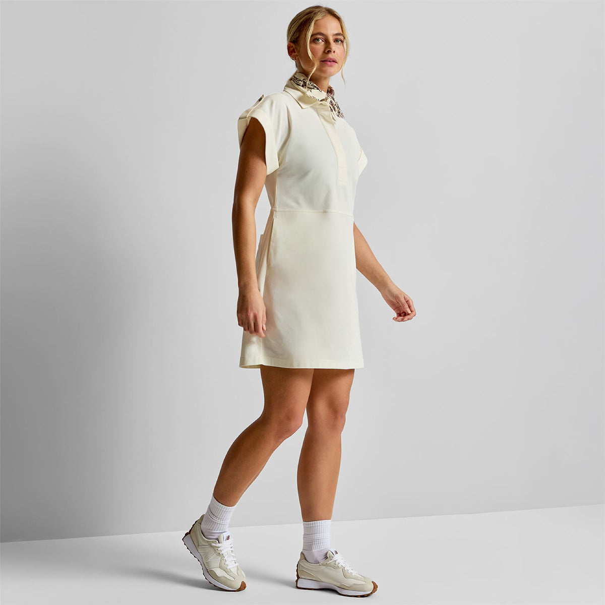 Sleeve Rolled Dress Cream