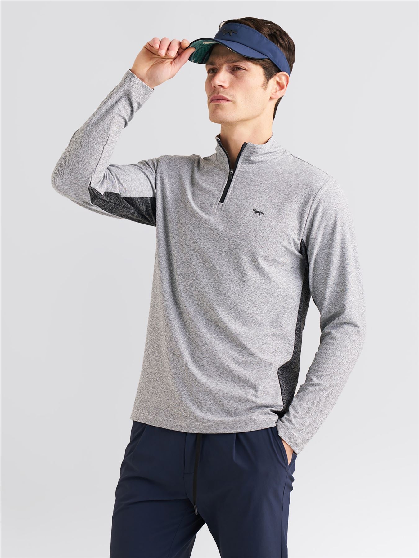 Panelled Mesh Quarter Zip Mid Layer Sage