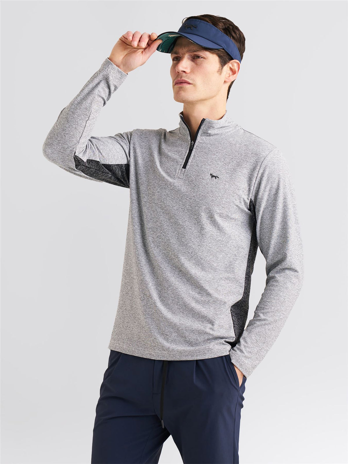Panelled Mesh Quarter Zip Mid Layer Sage
