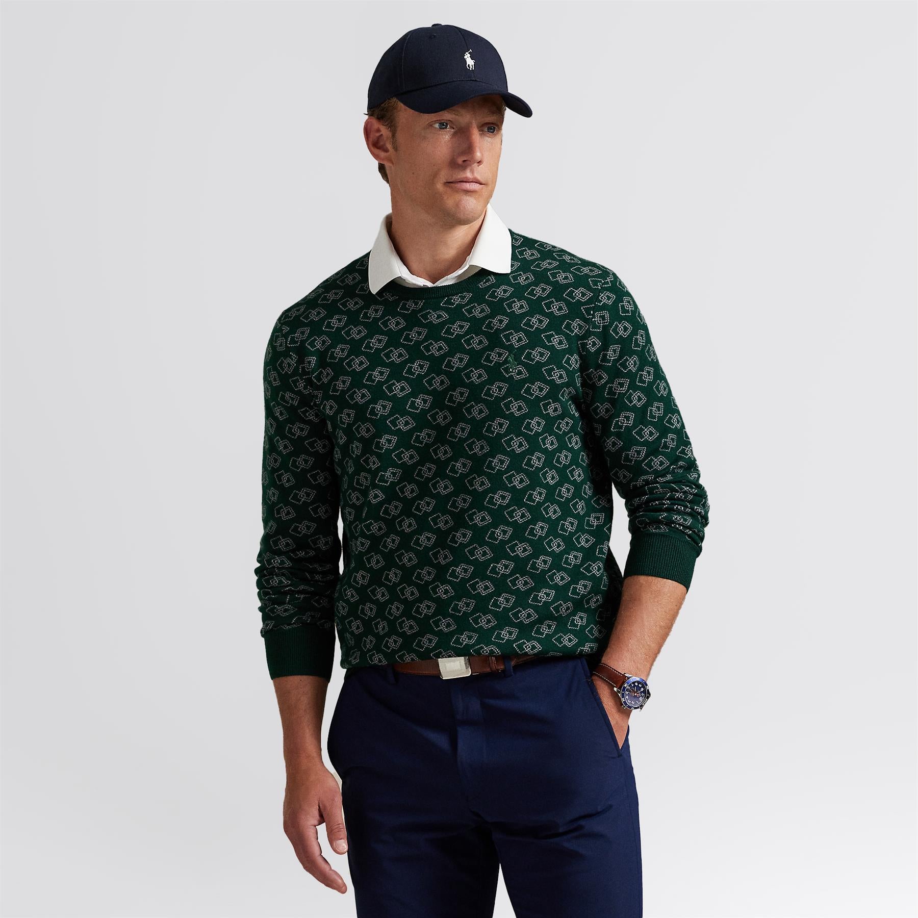 RLX Geometric Performance Sweater Green Multi