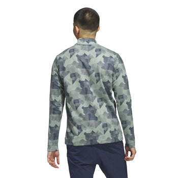 Go-To Printed Quarter Zip Mid Layer Silver Green