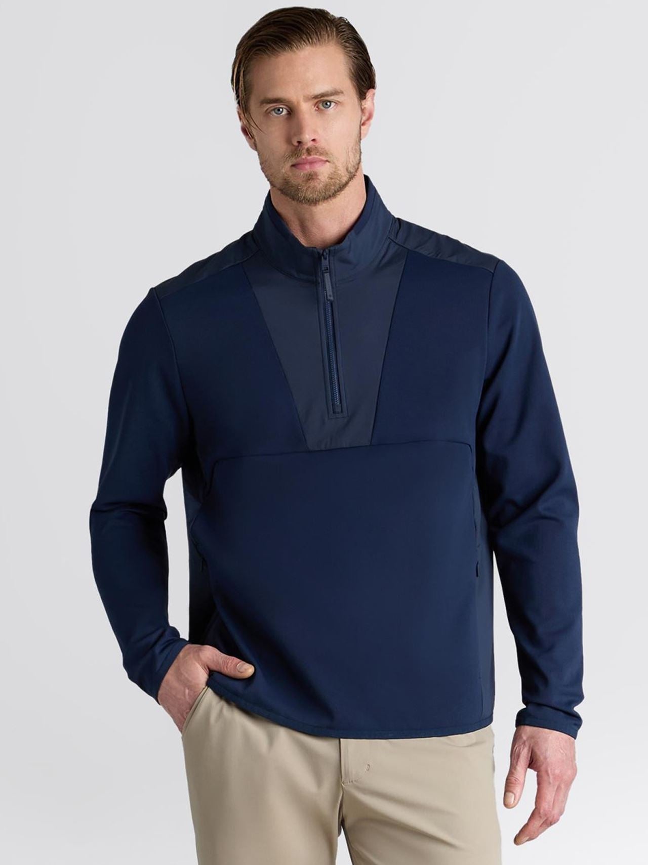 Nylon Panelled Quarter Zip Jacket Twilight